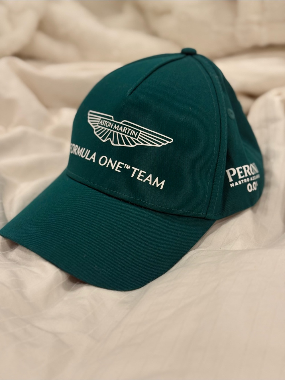 Aston Martin Formula One Hat with Peroni Nastro Azzurro 0.0% Sponsor on side